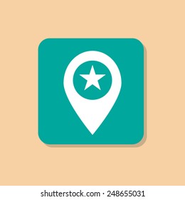 Map pointer with star - places optimization. Vector icon