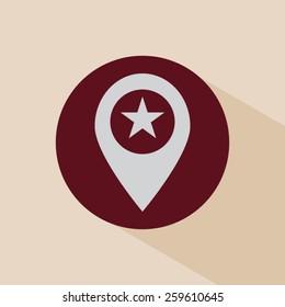 Map pointer with star - places optimization. Vector icon
