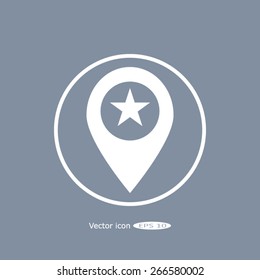 Map pointer with star - places optimization. Vector icon