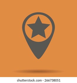 Map pointer with star - places optimization. Vector icon