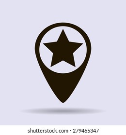 Map pointer with star - places optimization. Vector icon