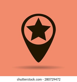 Map pointer with star - places optimization. Vector icon