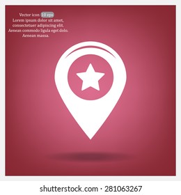 Map pointer with star - places optimization. Vector icon