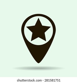 Map pointer with star - places optimization. Vector icon