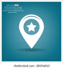 Map pointer with star - places optimization. Vector icon