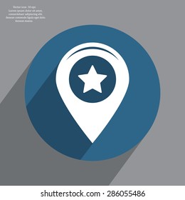Map pointer with star - places optimization. Vector icon