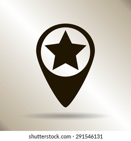 Map pointer with star - places optimization. Vector icon