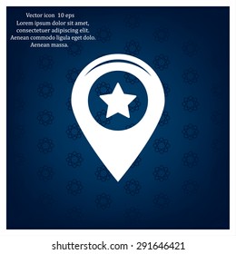 Map pointer with star - places optimization. Vector icon