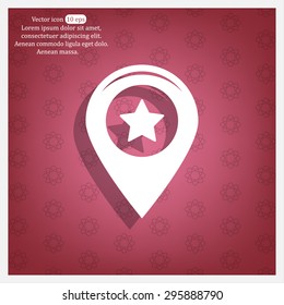 Map pointer with star - places optimization. Vector icon