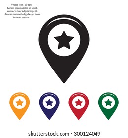 Map pointer with star - places optimization. Vector icon