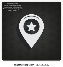 Map pointer with star - places optimization. Vector icon