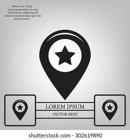 Map pointer with star - places optimization. Vector icon