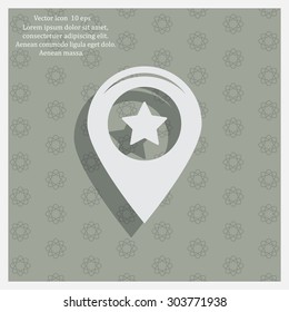 Map pointer with star - places optimization. Vector icon