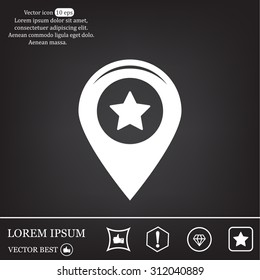 Map pointer with star - places optimization. Vector icon