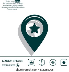 Map pointer with star - places optimization. Vector icon