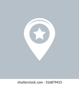 Map pointer with star - places optimization. Vector icon