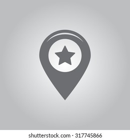 Map pointer with star - places optimization. Vector icon