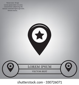 Map pointer with star - places optimization. Vector icon