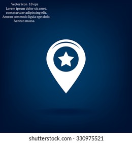 Map pointer with star - places optimization. Vector icon