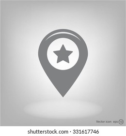 Map pointer with star - places optimization. Vector icon
