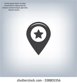 Map pointer with star - places optimization. Vector icon