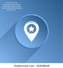 Map pointer with star - places optimization. Vector icon