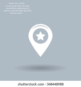 Map pointer with star - places optimization. Vector icon