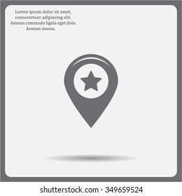 Map pointer with star - places optimization. Vector icon