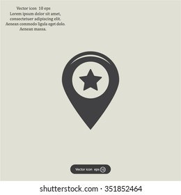Map pointer with star - places optimization. Vector icon