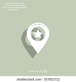 Map pointer with star - places optimization. Vector icon