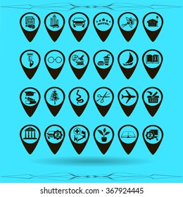 Map pointer with star - places optimization. Vector icon