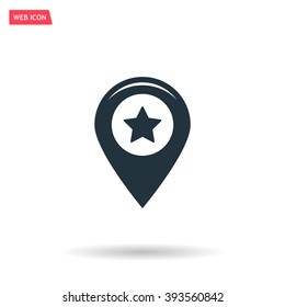 Map pointer with star - places optimization. Vector icon