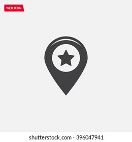 Map pointer with star - places optimization. Vector icon