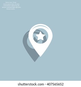 Map pointer with star - places optimization. Vector icon