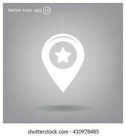 Map pointer with star - places optimization. Vector icon