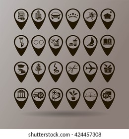 Map pointer with star - places optimization. Vector icon