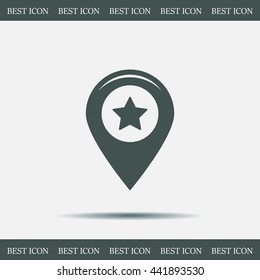 Map pointer with star - places optimization. Vector icon