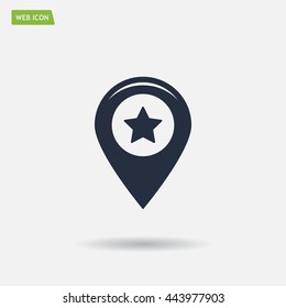 Map pointer with star - places optimization. Vector icon