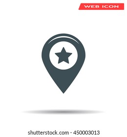 Map pointer with star - places optimization. Vector icon