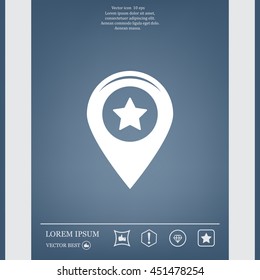 Map pointer with star - places optimization. Vector icon