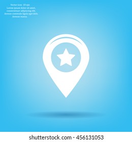 Map pointer with star - places optimization. Vector icon