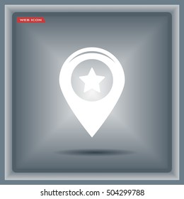 Map pointer with star - places optimization. Vector icon