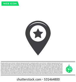 Map pointer with star - places optimization. Vector icon