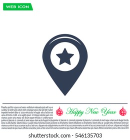Map pointer with star - places optimization. Vector icon