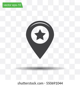 Map pointer with star - places optimization. Vector icon