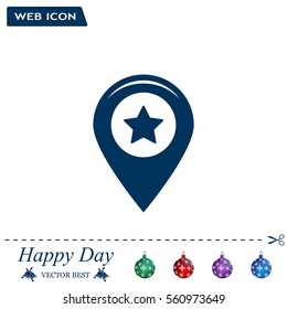 Map pointer with star - places optimization. Vector icon