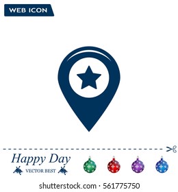 Map pointer with star - places optimization. Vector icon