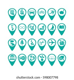 Map pointer with star - places optimization. Vector icon