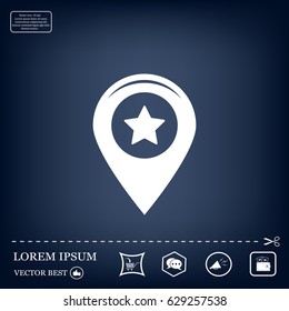 Map pointer with star - places optimization. Vector icon
