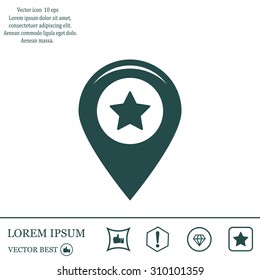Map pointer with star. Vector icon